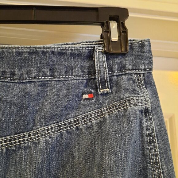 Vtg Y2K Tommy Hilfiger Skirt Womens 12 Denim Jean Midi Maxi‎ Modest Grunge Slit - Picture 5 of 14